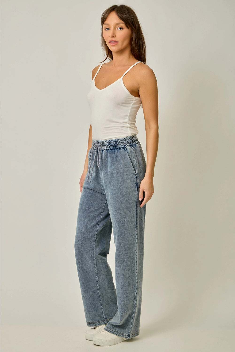 Knit Denim Track Pants