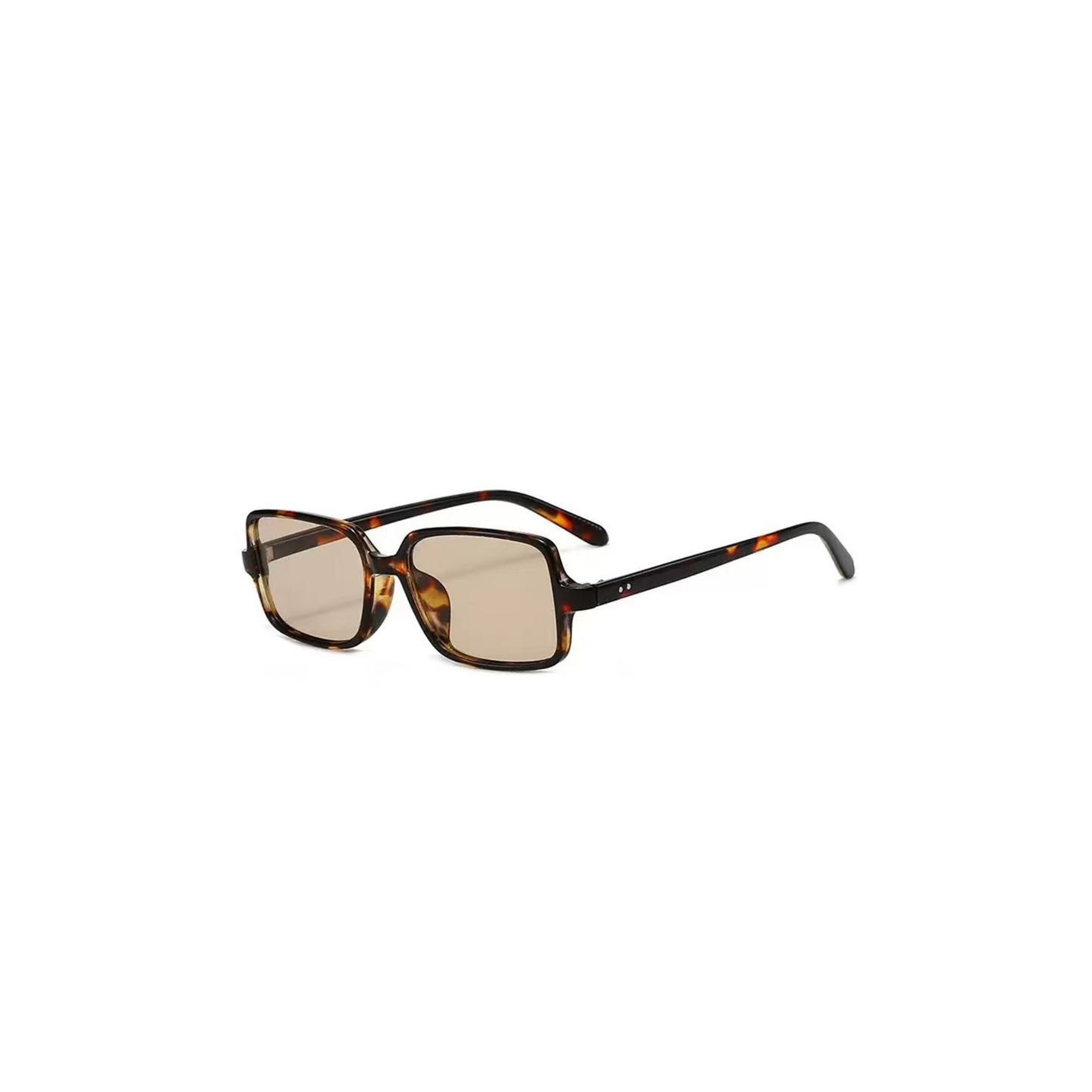 Rectangular Sunglasses Tortoise Frame with Light Brown Len