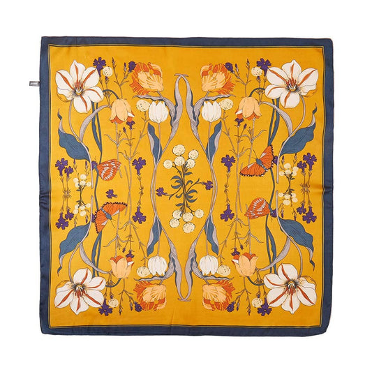Flower Butterfly Printed Square Scarf