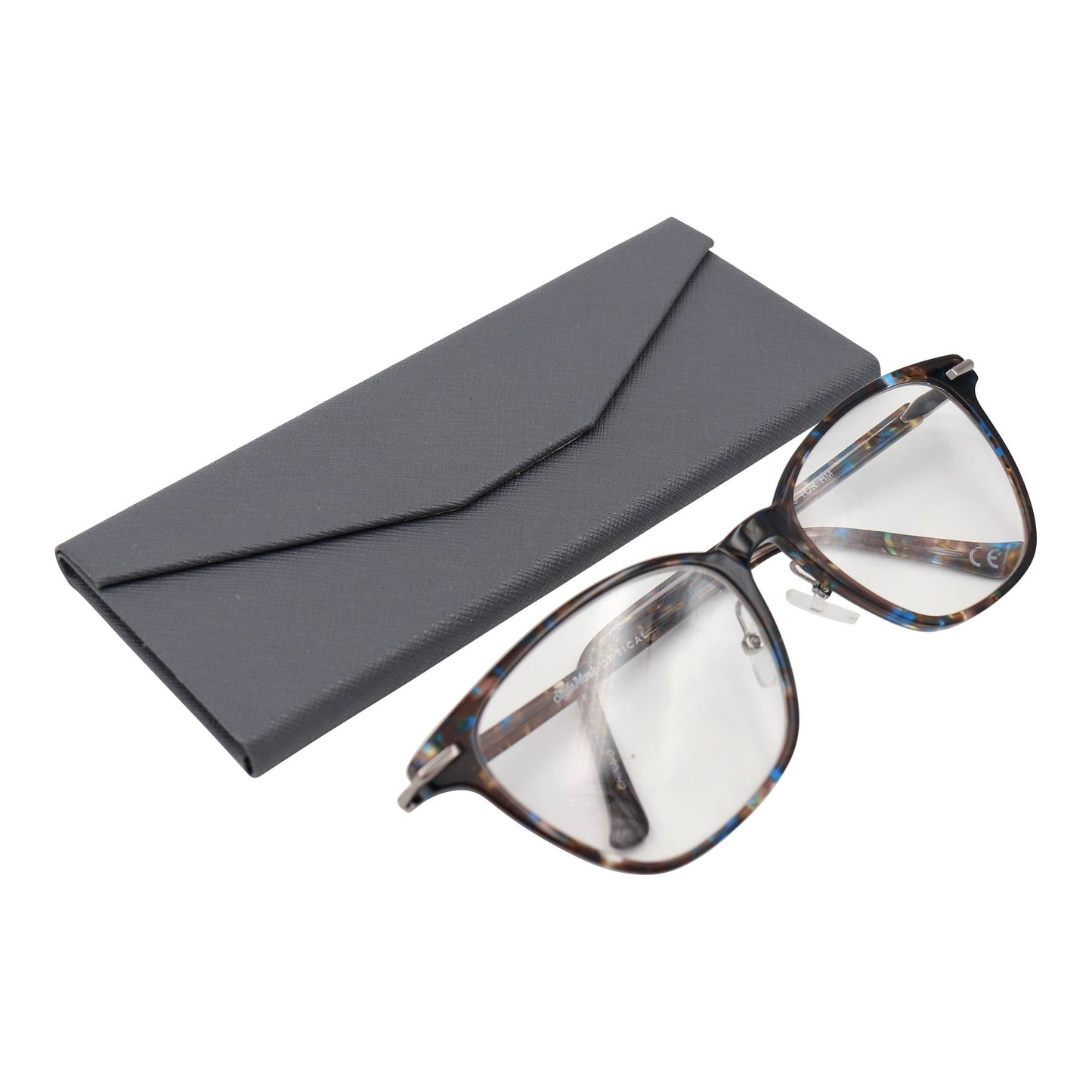 Hard Folding Eco Leather Solid Color Glasses Case - Grey