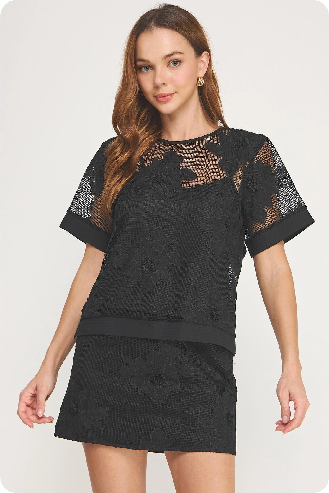 Embroidery Floral Mesh Set