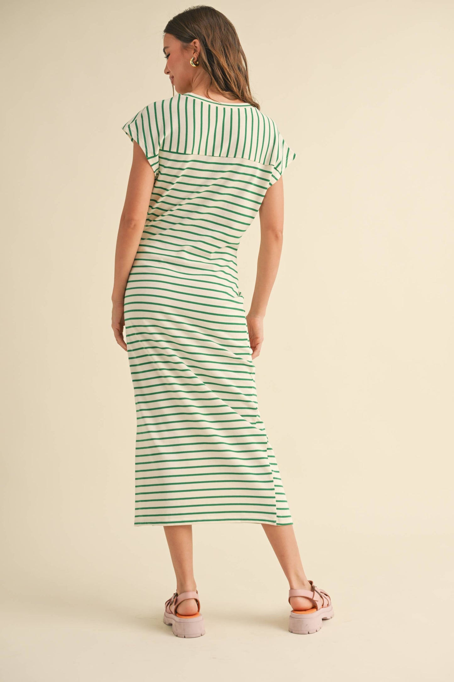 D3620   STRIPE PATTERN KNOT DETAIL DRESS