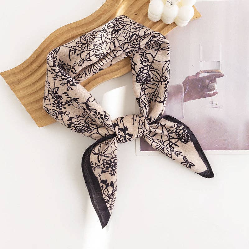 Floral Outline Pattern Square Scarf