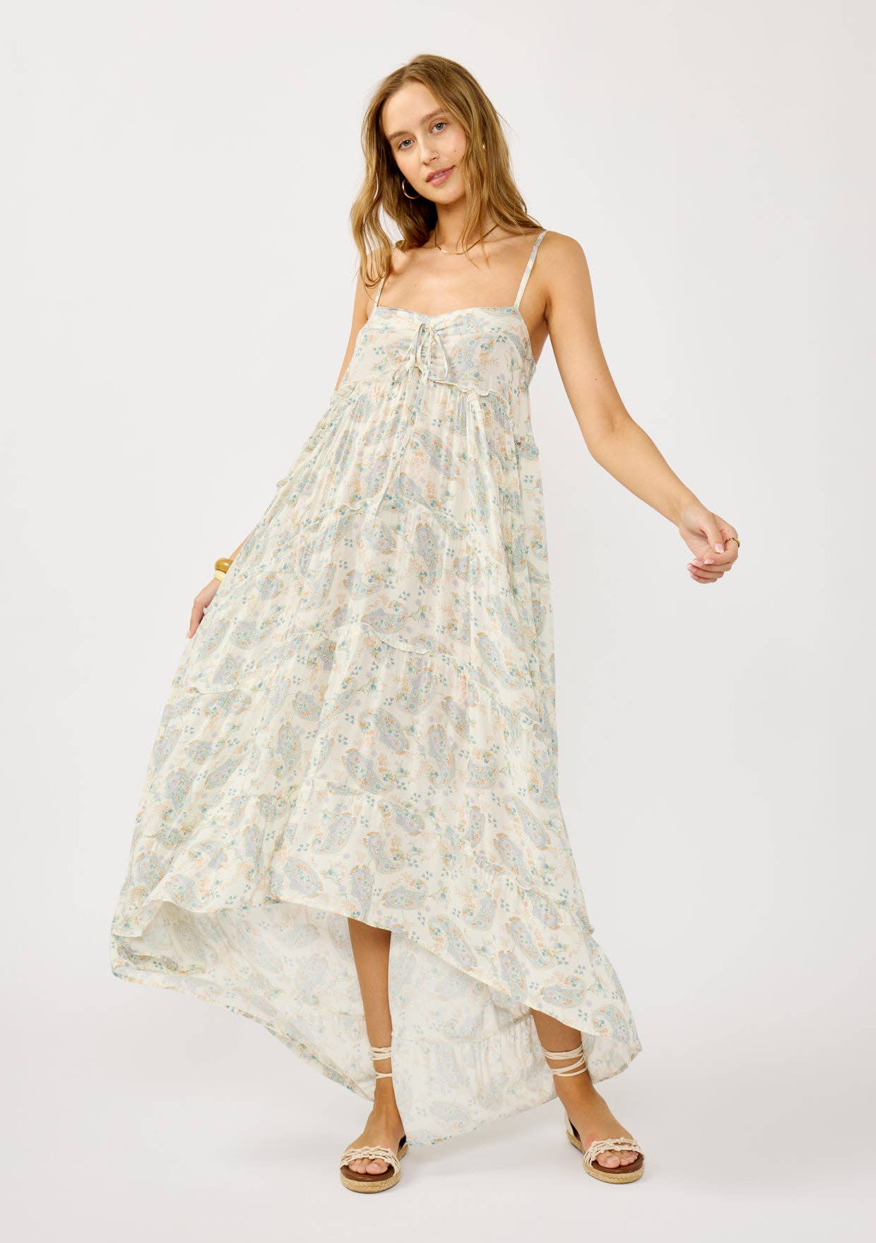 Spaghetti Strap Floral Hi-Lo Maxi Dress