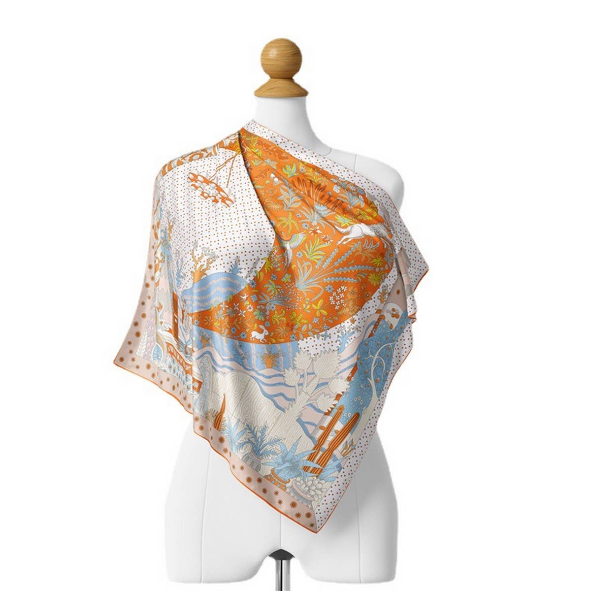 Silk Feel Square Scarf for Travel & Styling_CWASC0651