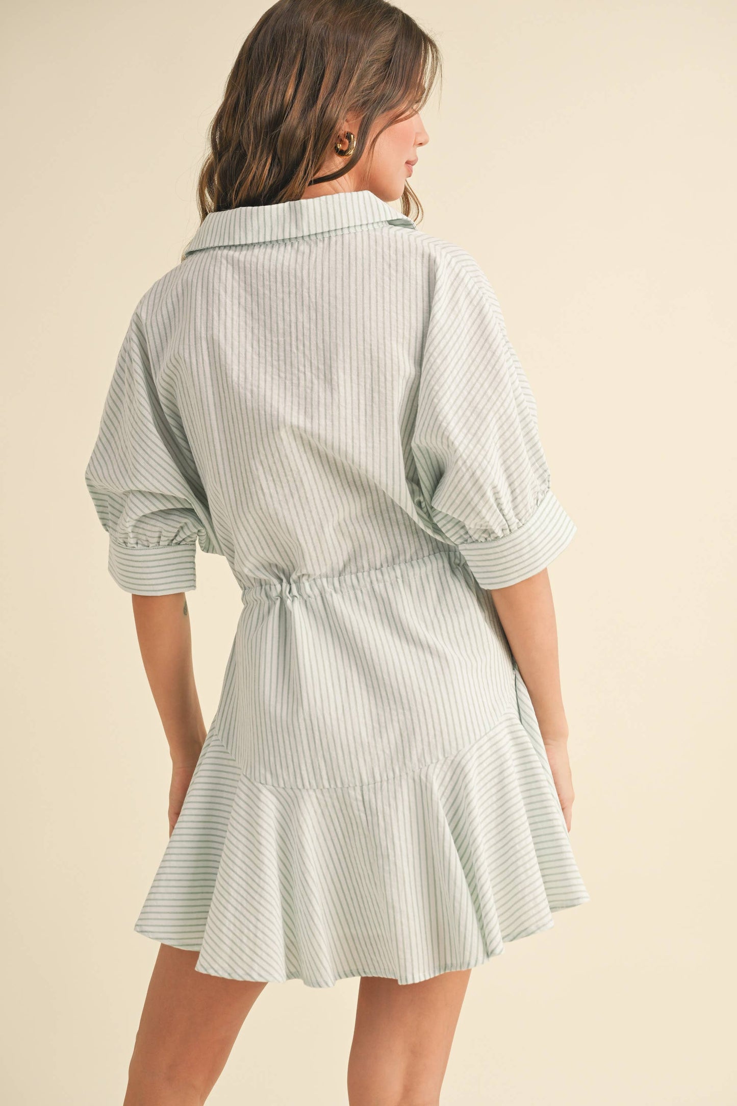 D2240   STRIPED PATTERN BUTTONDOWN SHIRT DRESS