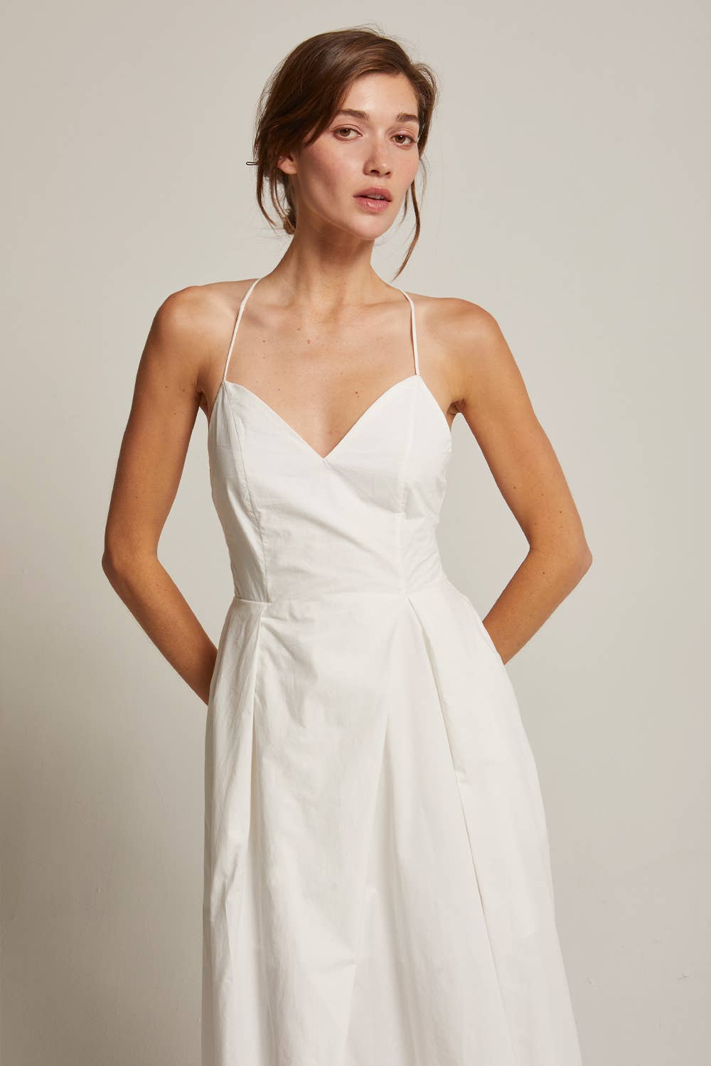 CD9552 - Eunice V-neck Poplin Midi Dress