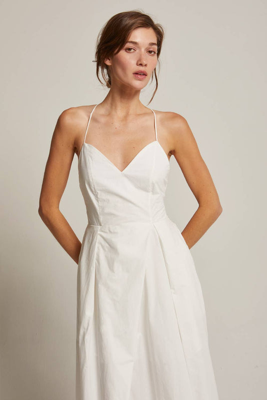 Eunice V-neck Poplin Midi Dress