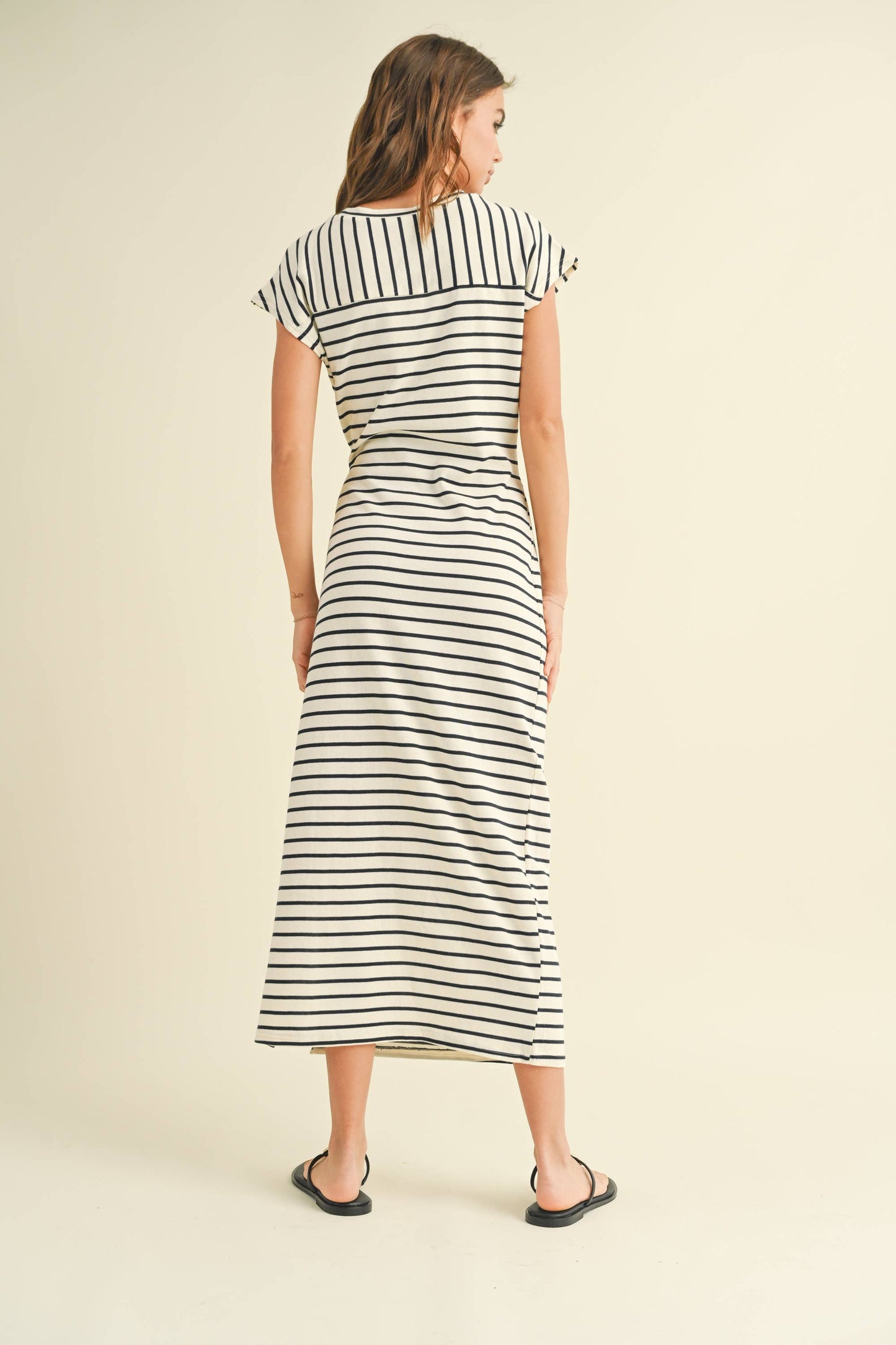 D3620   STRIPE PATTERN KNOT DETAIL DRESS