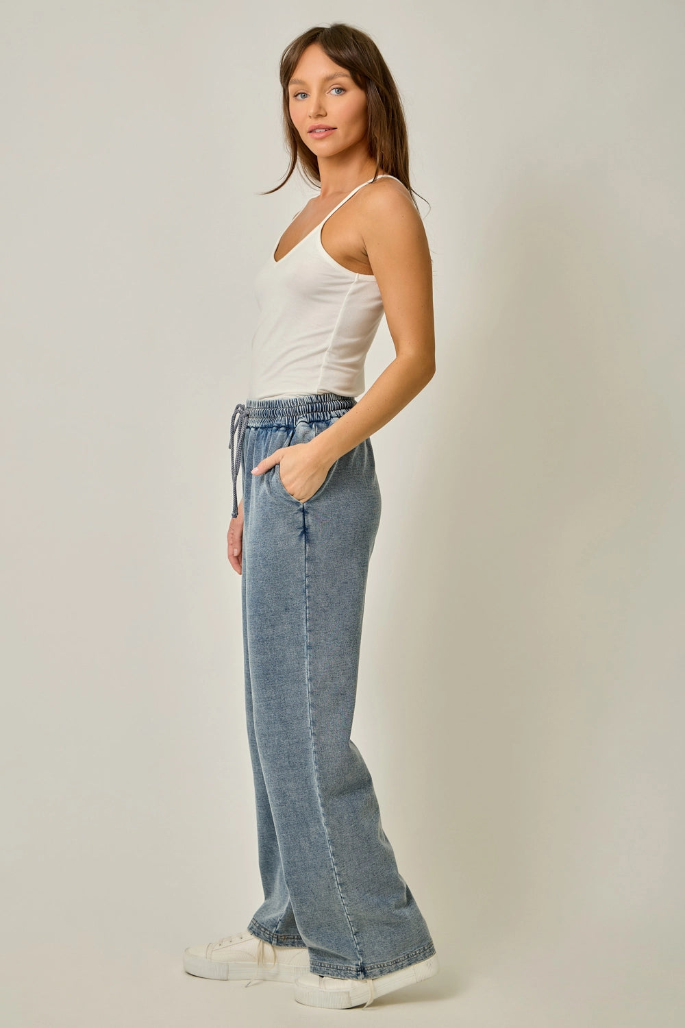 Knit Denim Track Pants