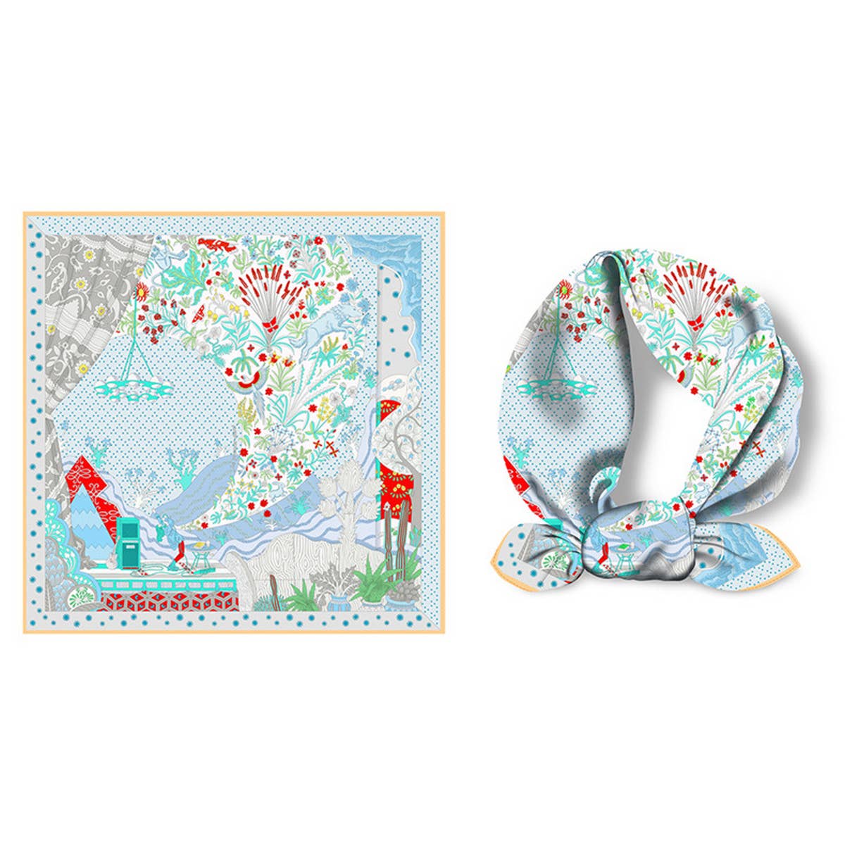 Silk Feel Square Scarf for Travel & Styling_CWASC0651