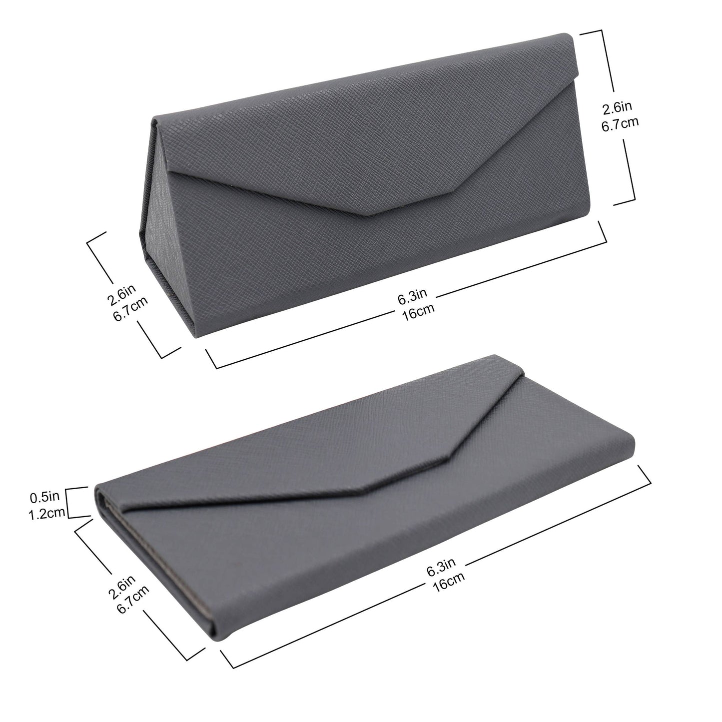 Hard Folding Eco Leather Solid Color Glasses Case - Grey