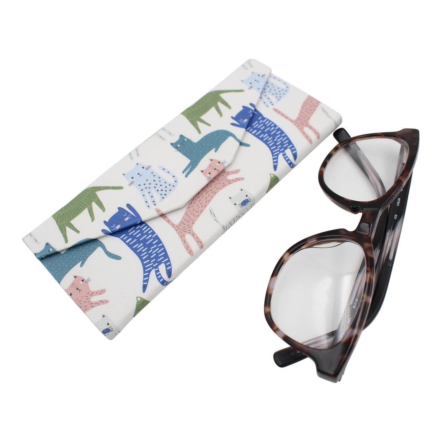 Indie Cats Glasses Case Cute Animals Vegan Leather