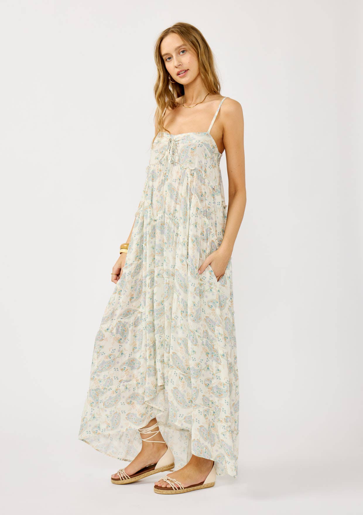 Spaghetti Strap Floral Hi-Lo Maxi Dress