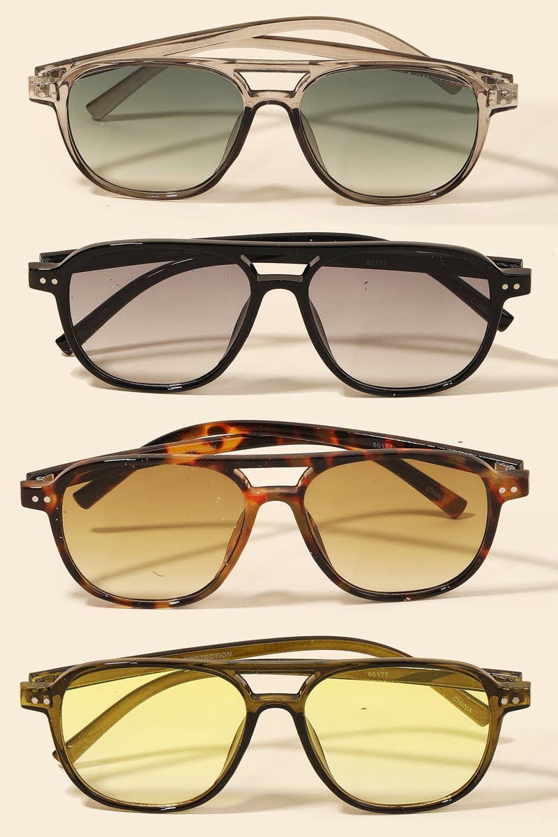 Resin Aviator Frame Sunglasses Set
