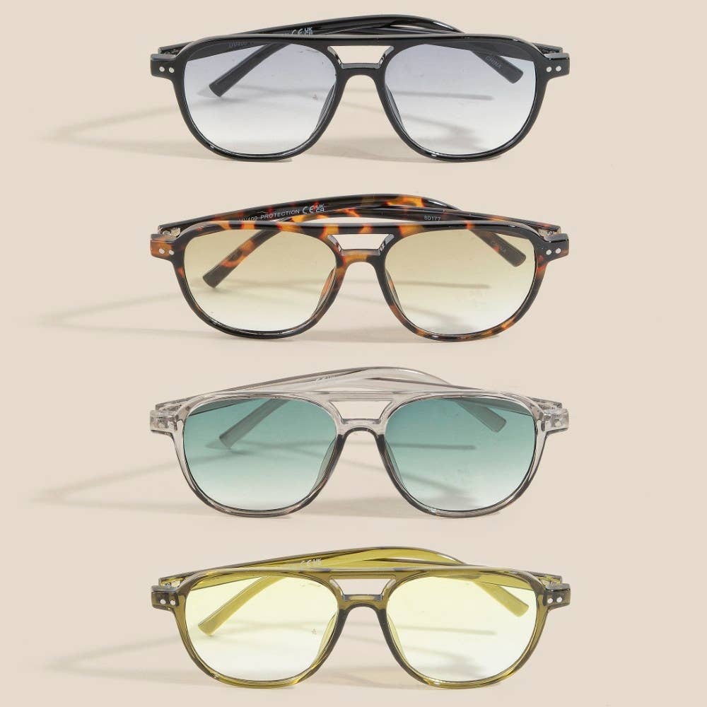 Resin Aviator Frame Sunglasses Set