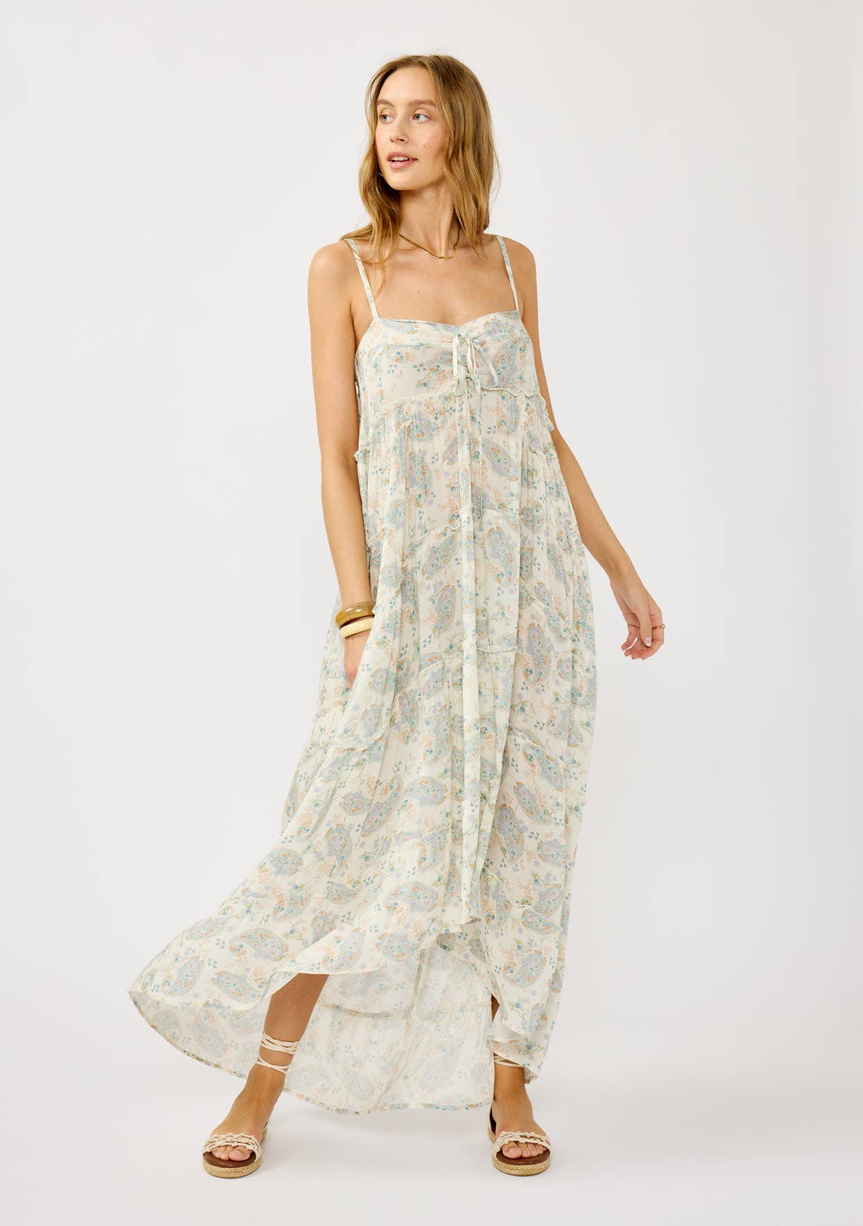 Spaghetti Strap Floral Hi-Lo Maxi Dress