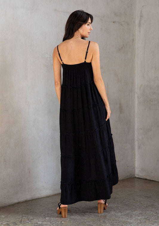Rose Jacquard Empire Waist Tiered Maxi Dress
