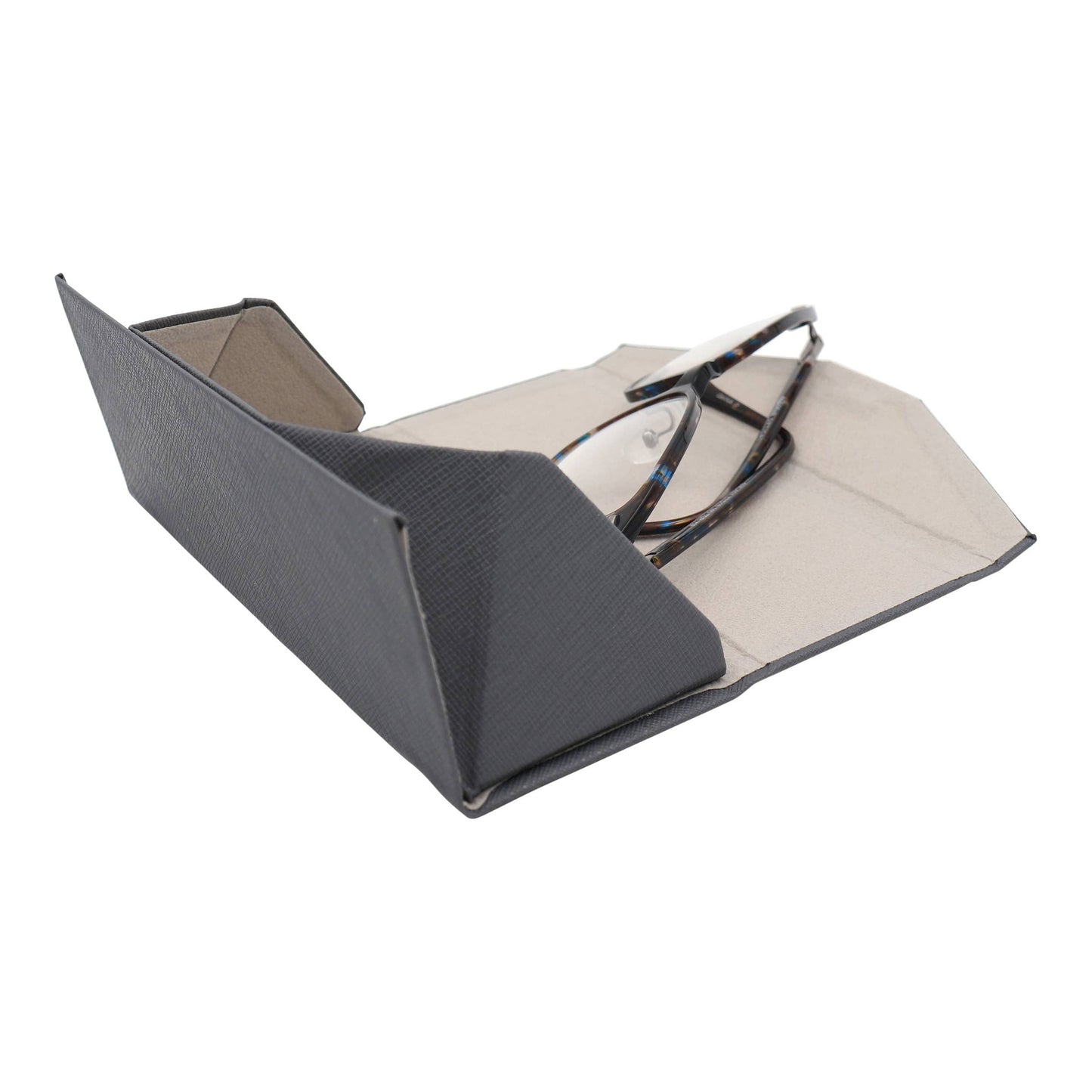 Hard Folding Eco Leather Solid Color Glasses Case - Grey