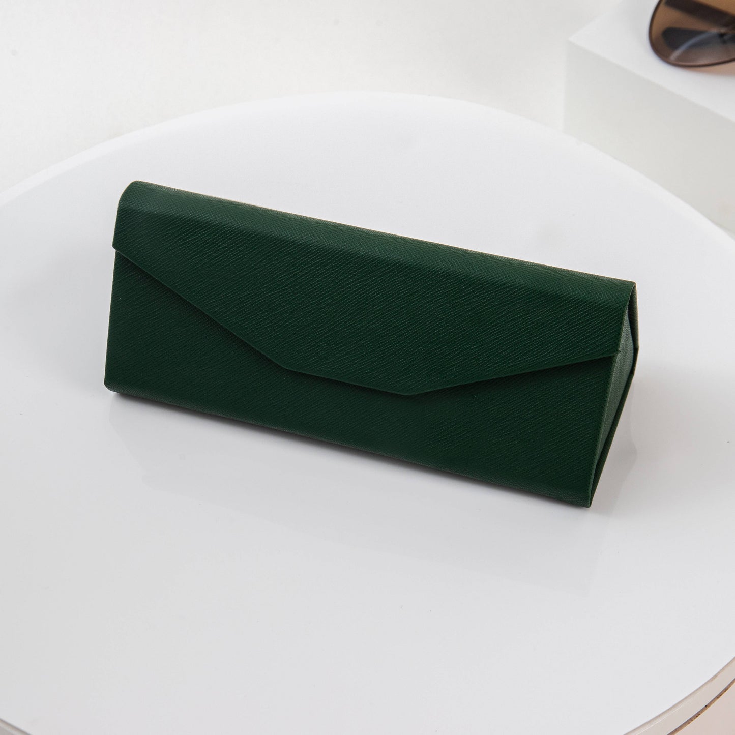 Vegan Leather Hard Shell Folding Sunglasses Glasses Case
