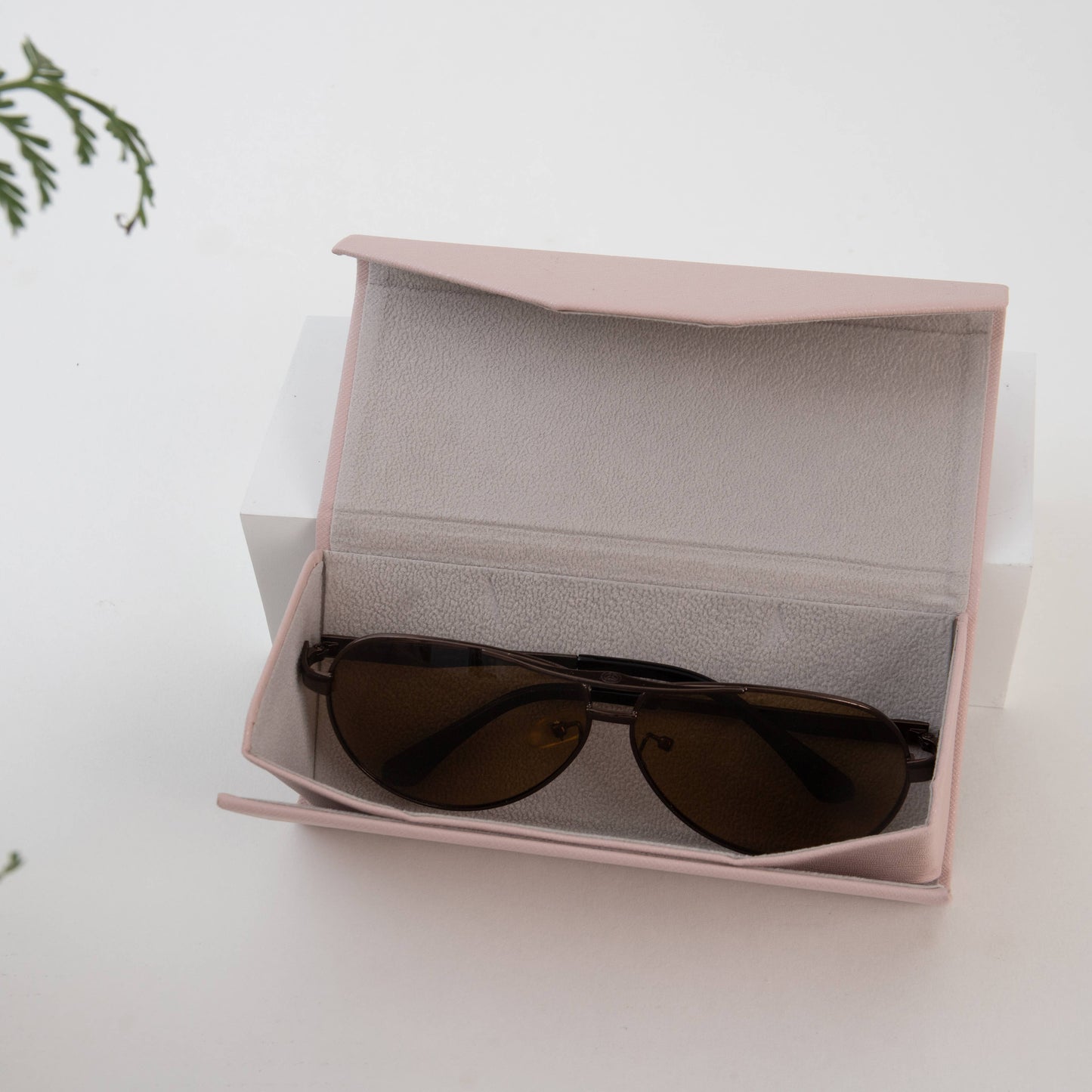 Vegan Leather Hard Shell Folding Sunglasses Glasses Case