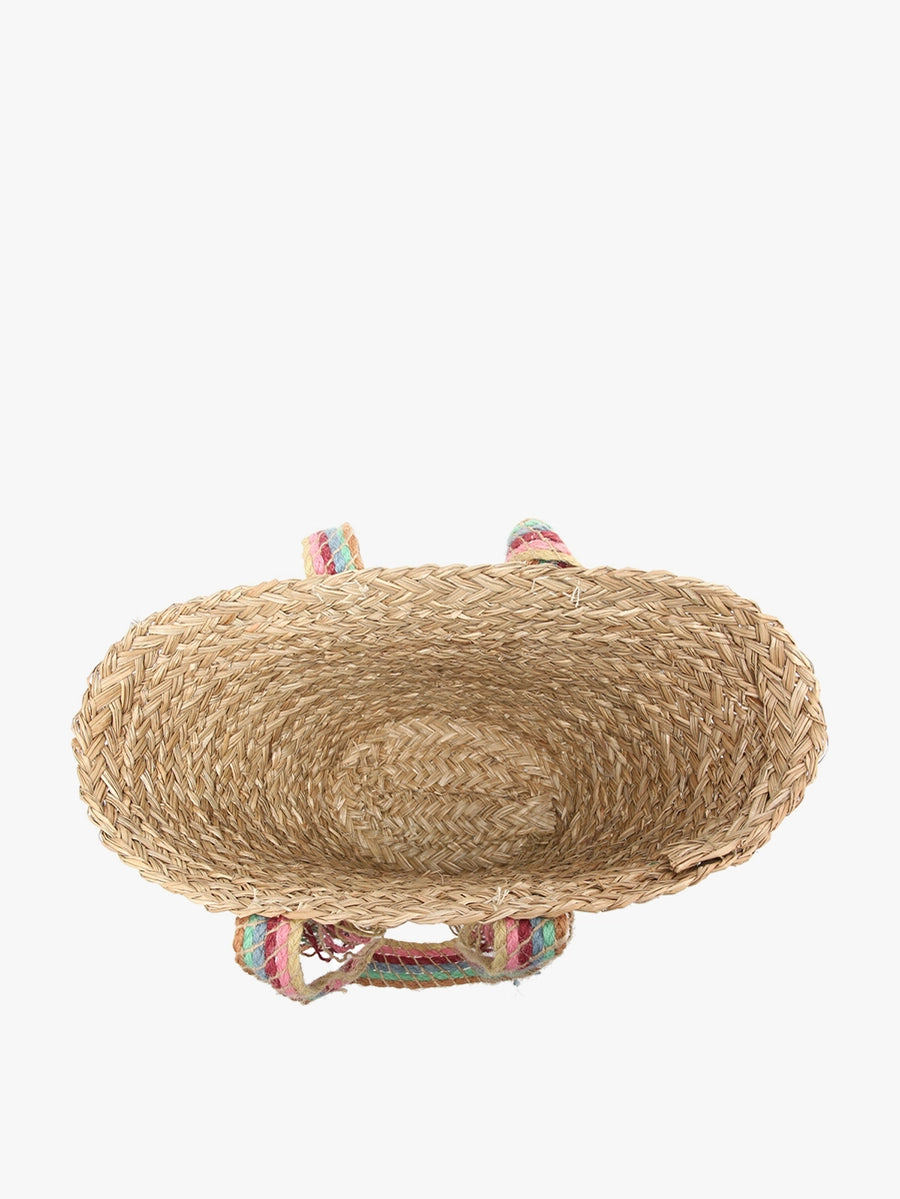 Seagrass Tote with Rainbow Braided Handles