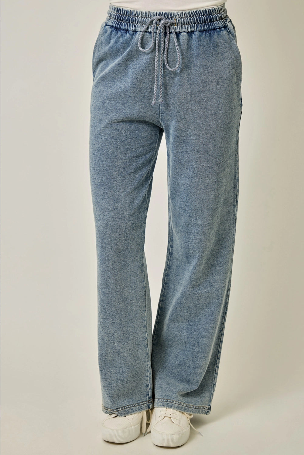 Knit Denim Track Pants