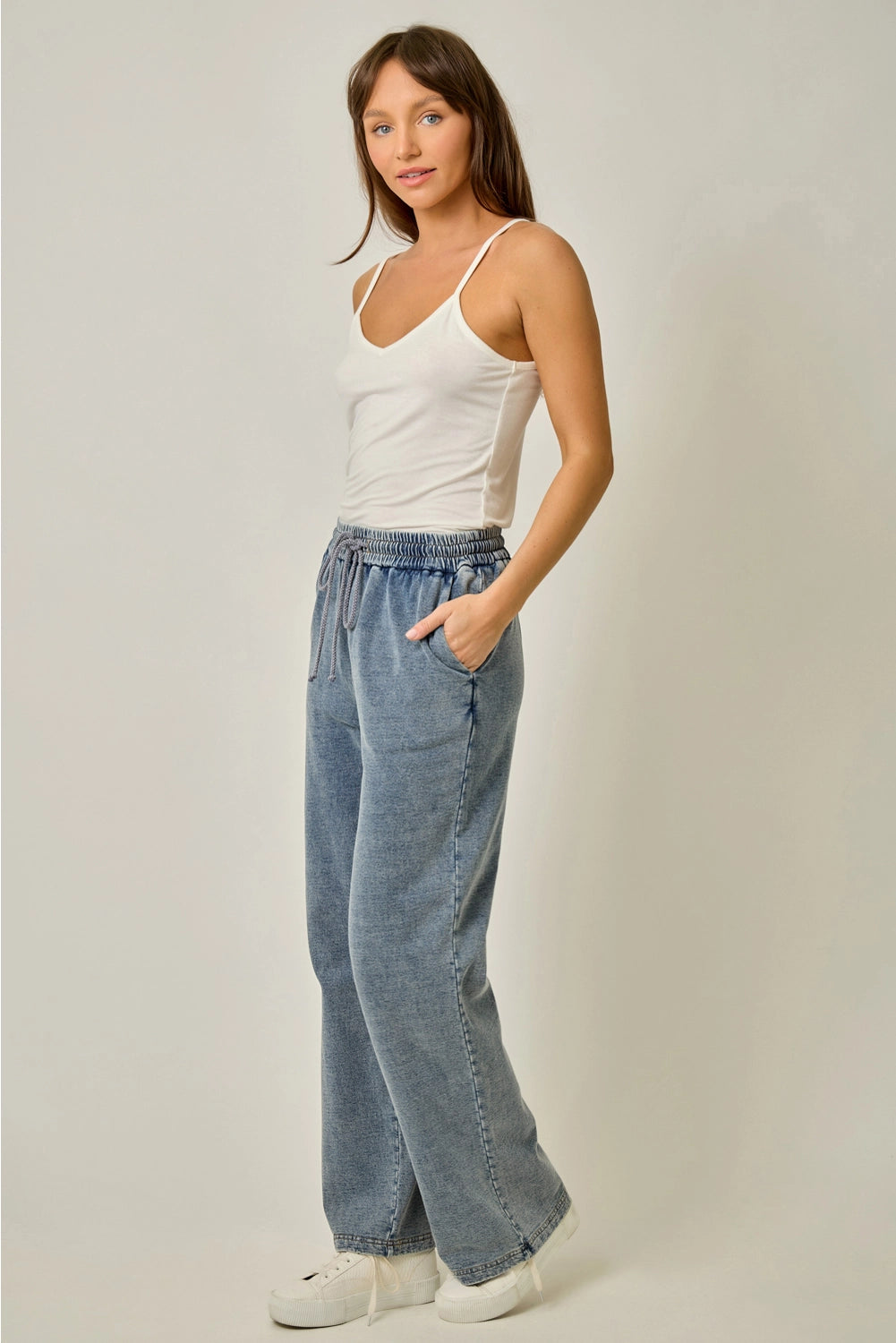 Knit Denim Track Pants