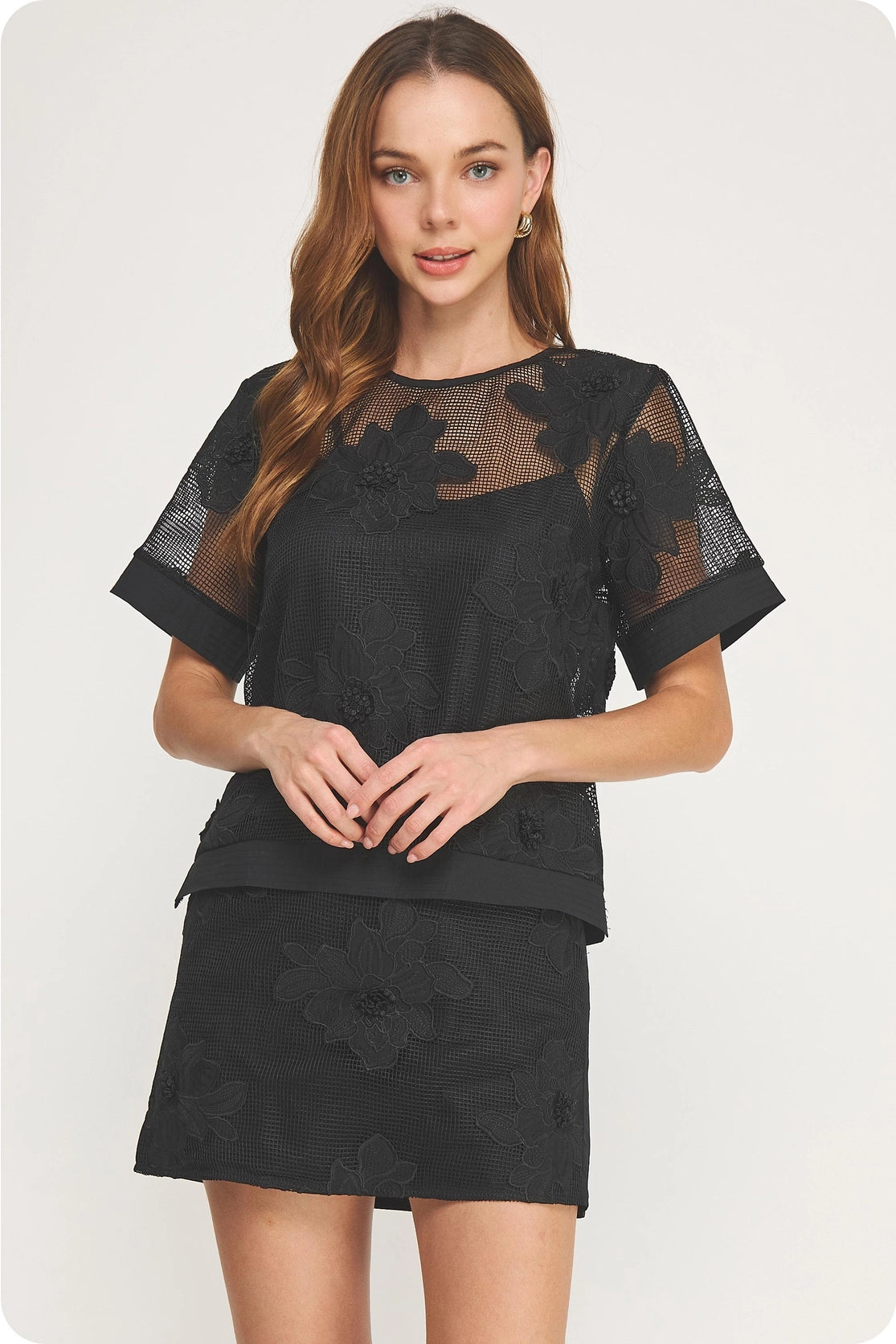 Embroidery Floral Mesh Set