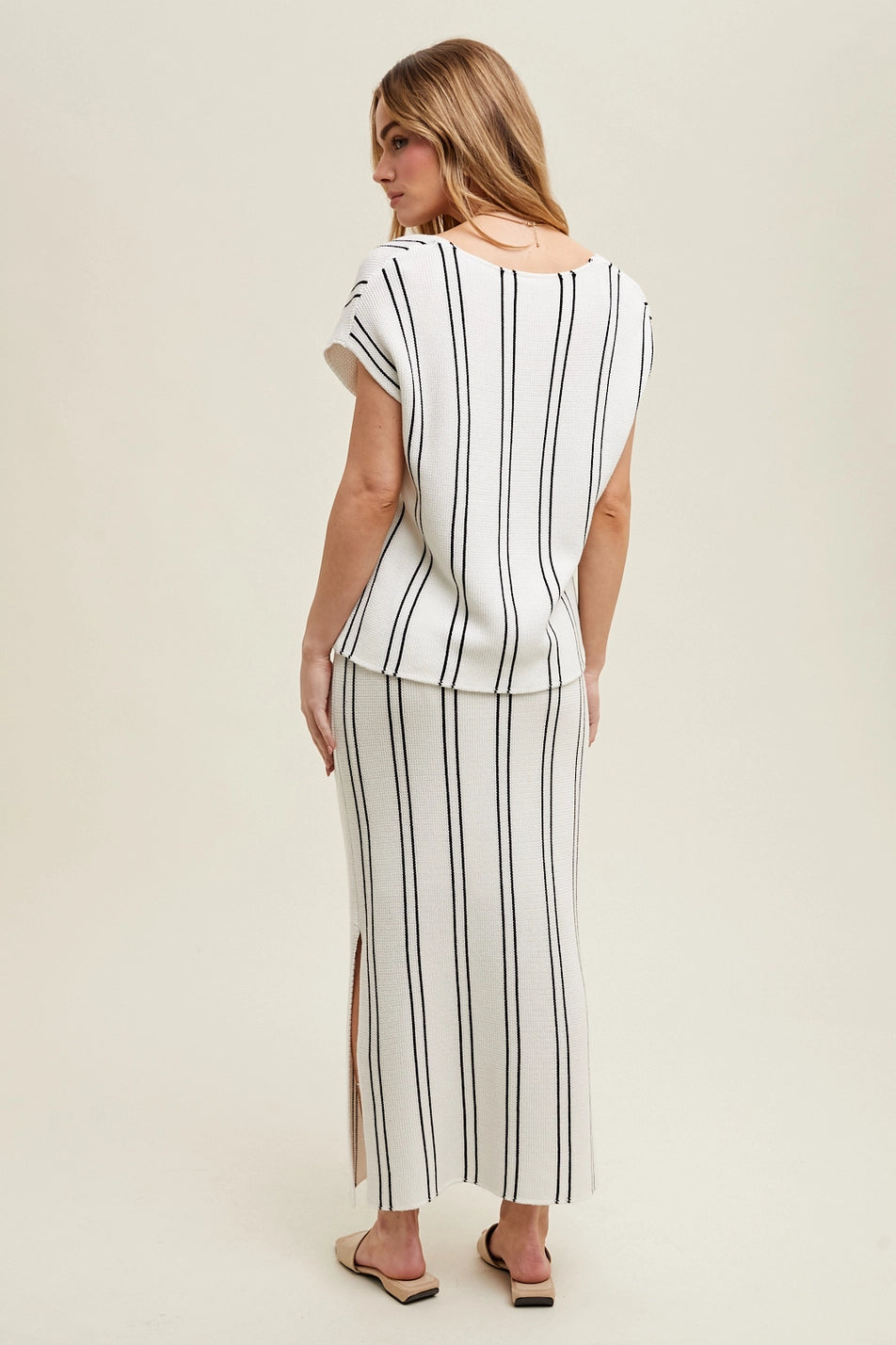 Striped Sweater Top and Skirt Set