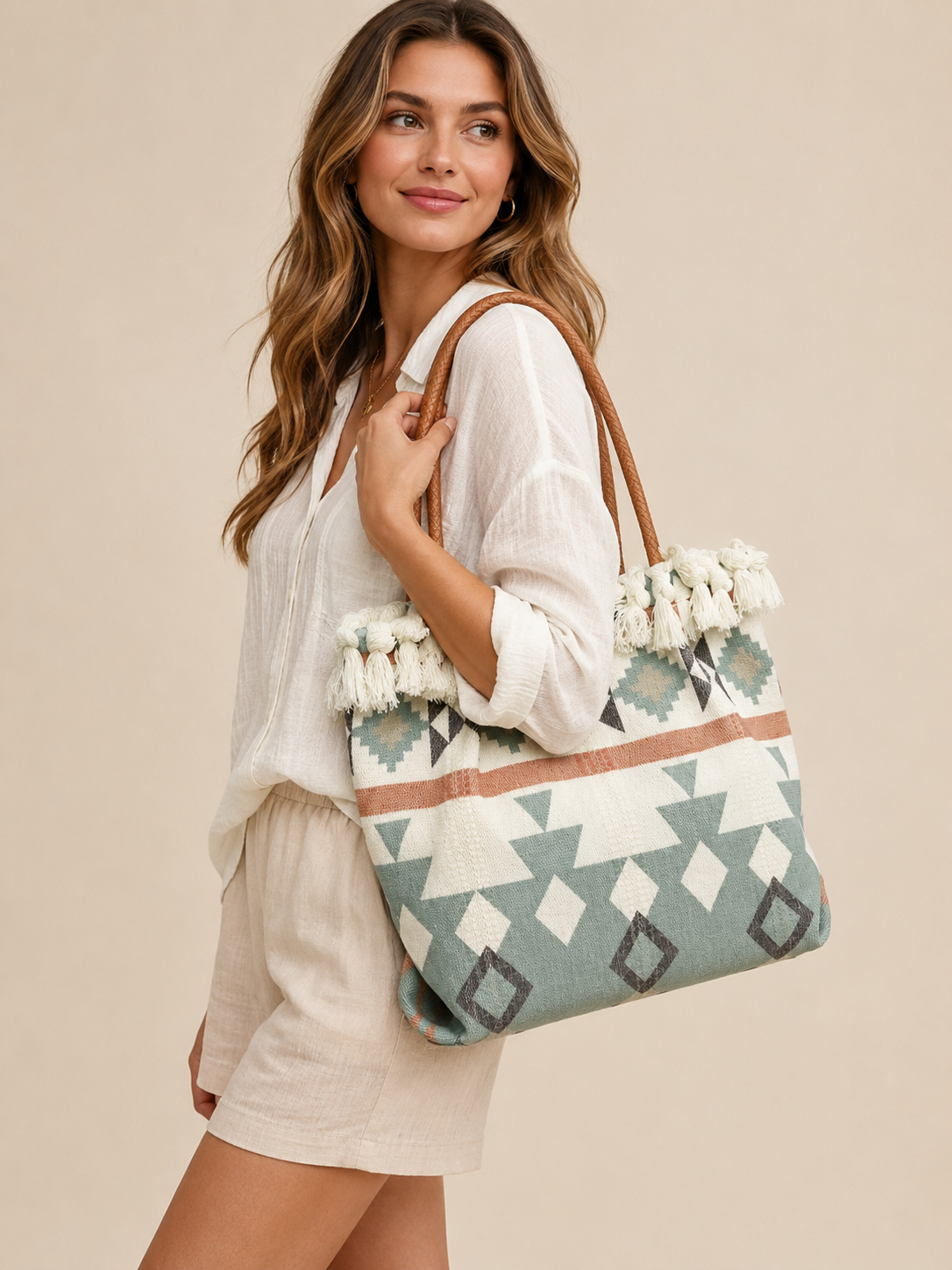 Madison Handwoven Aztec Tote Bag