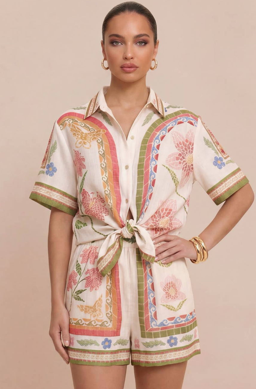 Multicolor Floral Short Set