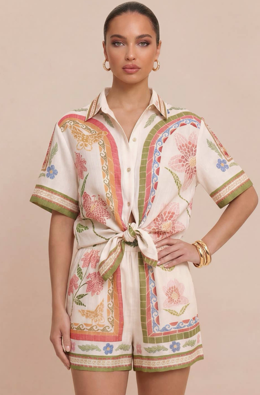 Multicolor Floral Short Set
