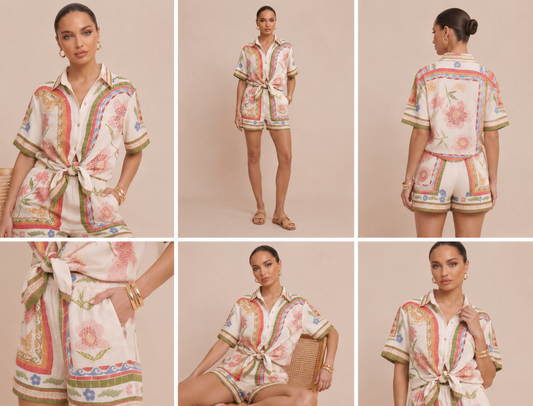 Multicolor Floral Short Set