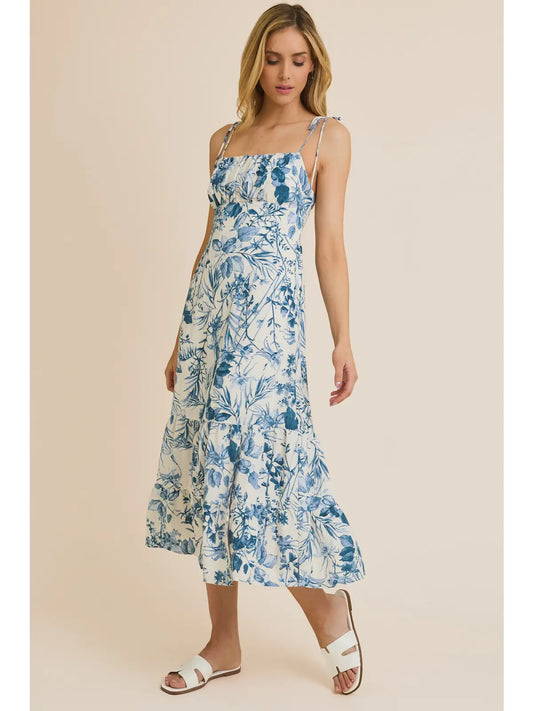 Sleeveless Back Smocking Slit Maxi Dress