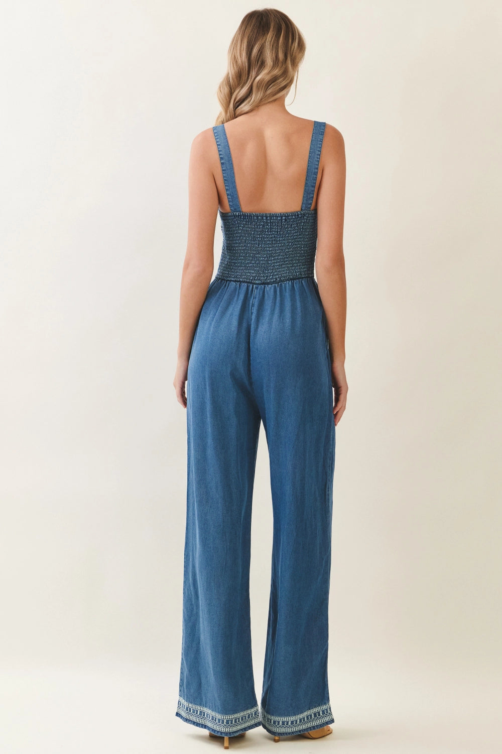 Embroidered Denim Jumpsuit