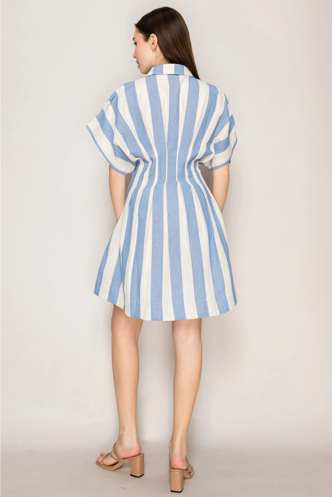 Stripe Pintuck Shirt Dress
