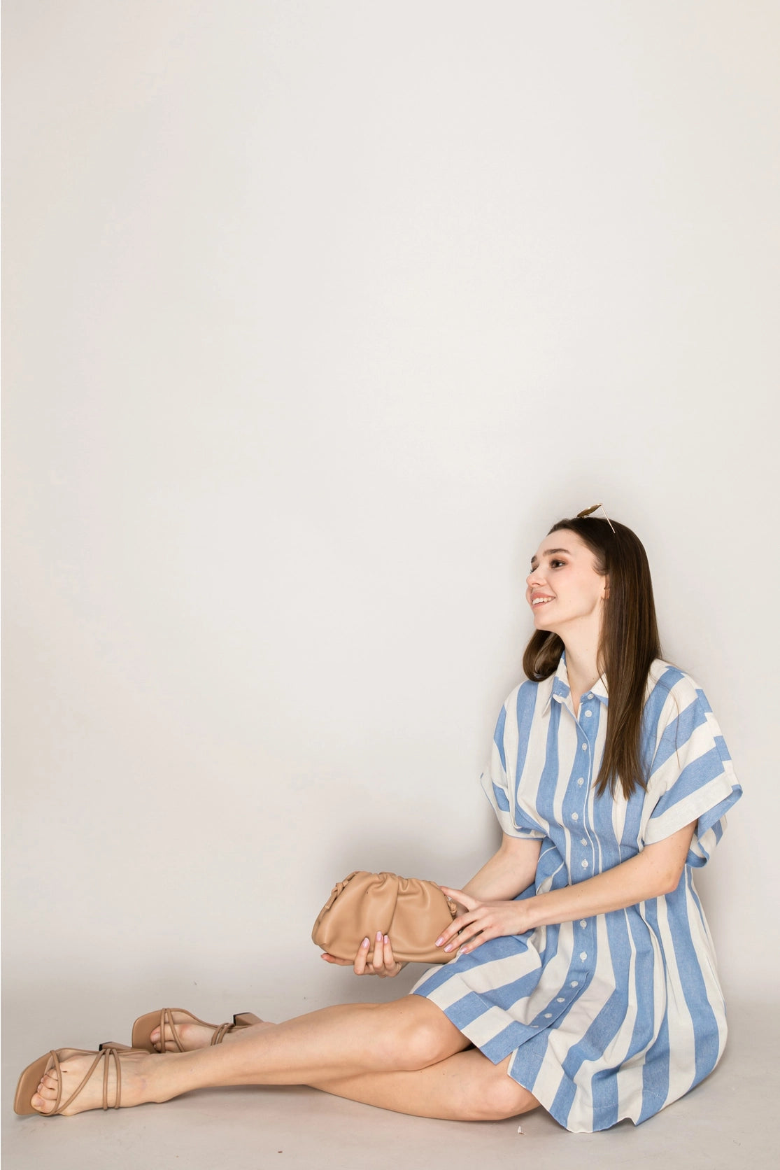 Stripe Pintuck Shirt Dress