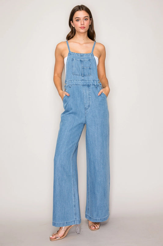 Denim Wide-Leg Overalls