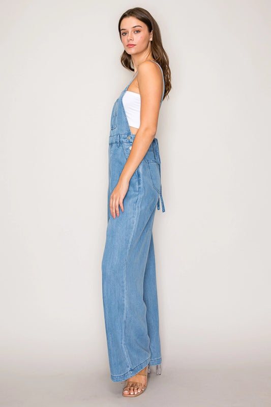 Denim Wide-Leg Overalls