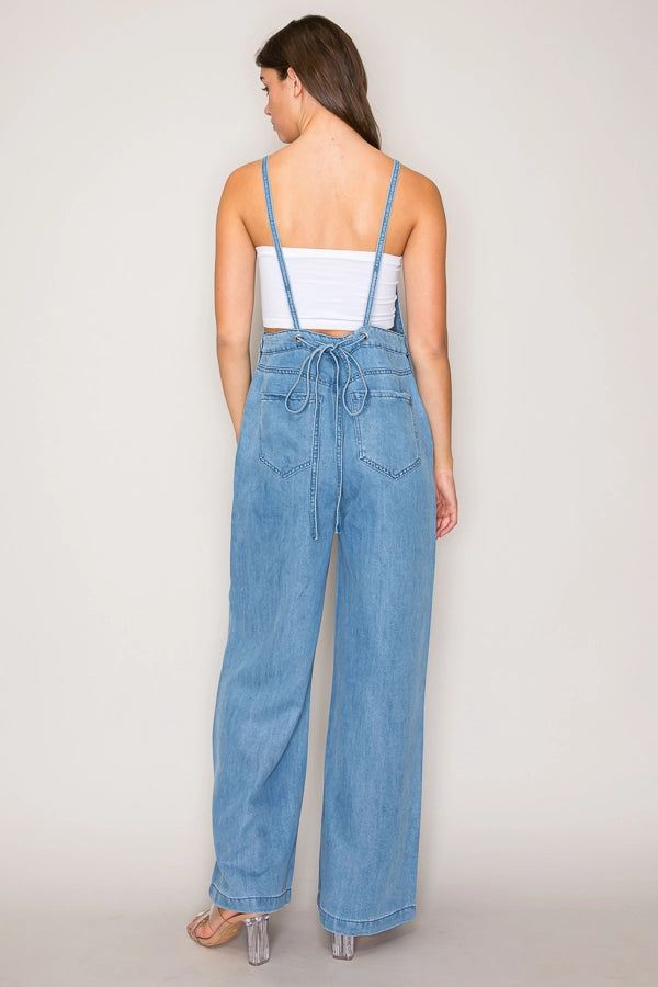 Denim Wide-Leg Overalls