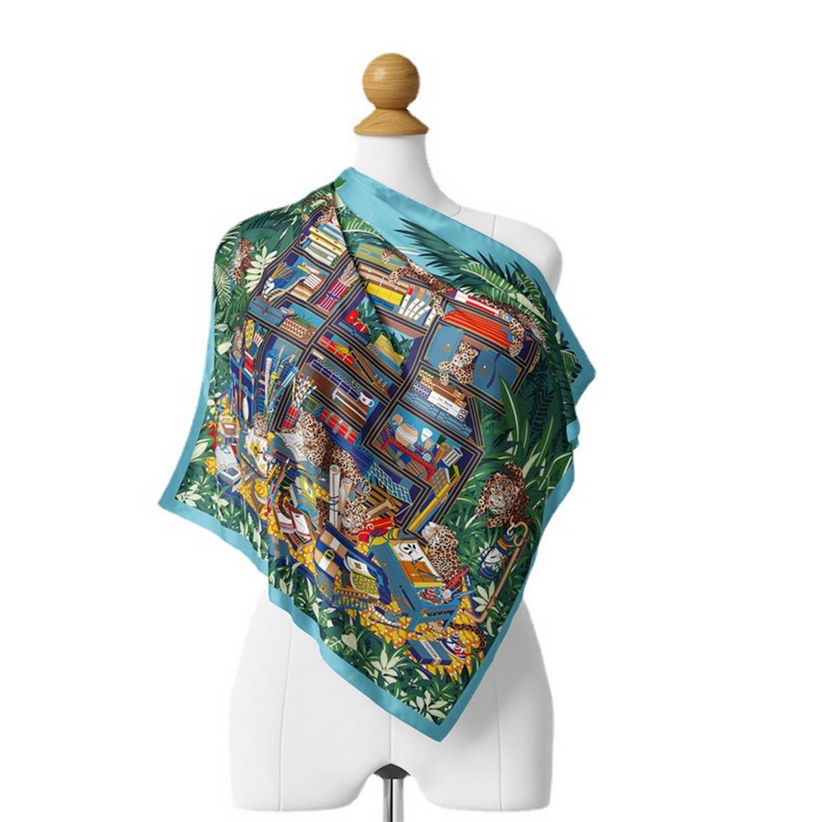 Green Silk Scarf – Versatile Neck Tie & Hair Acces_CWASC0659