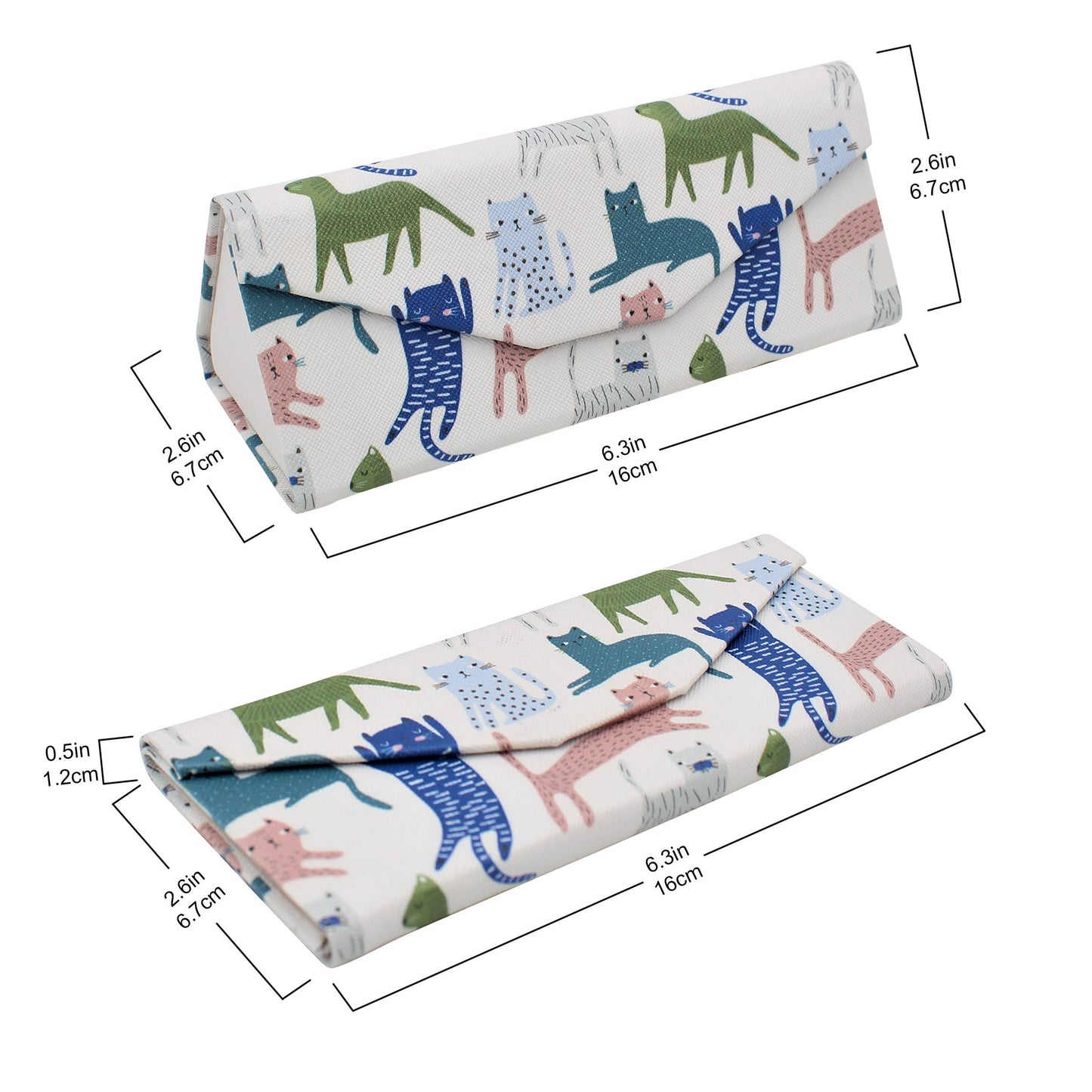 Indie Cats Glasses Case Cute Animals Vegan Leather
