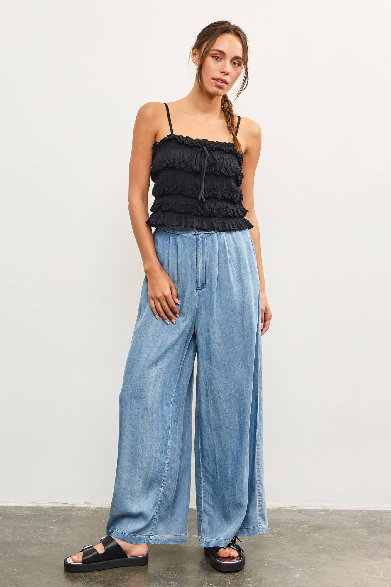 DENIM WIDE LEG PANTS