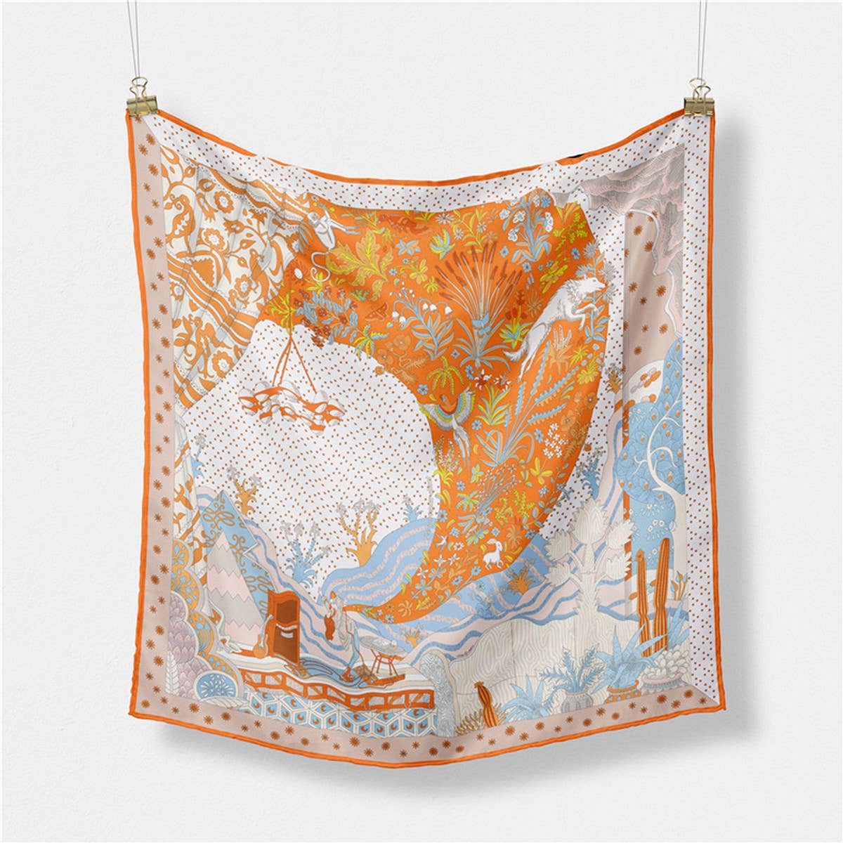 Silk Feel Square Scarf for Travel & Styling_CWASC0651
