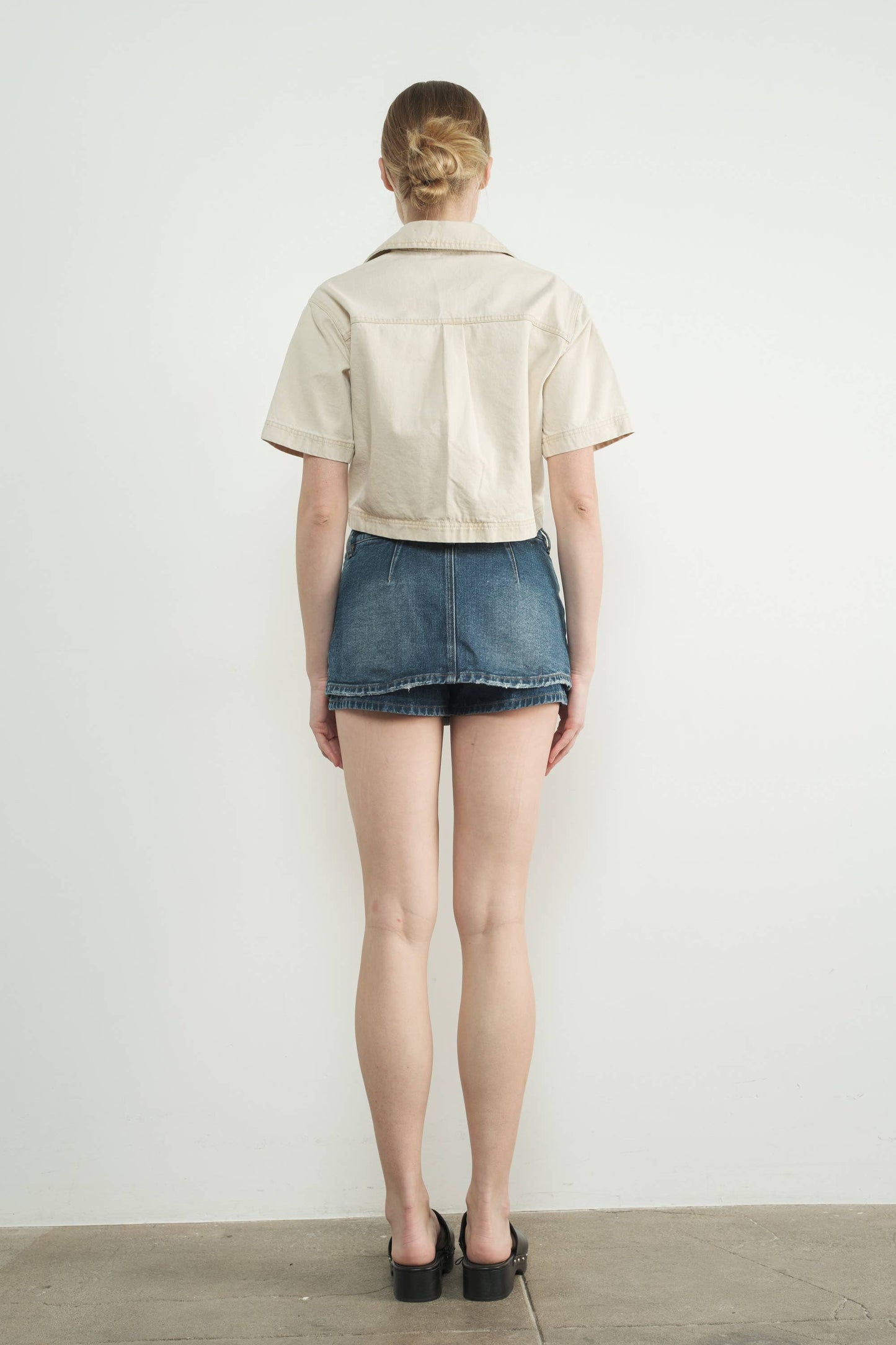 DENIM CROP TOP WITH POCKET