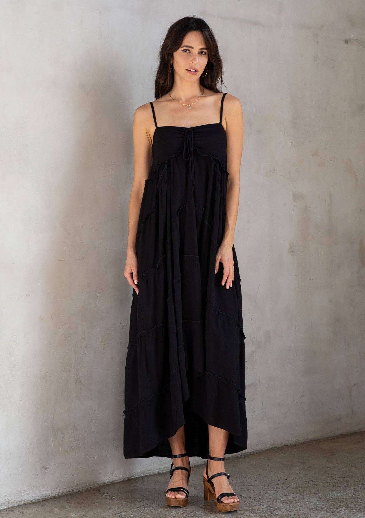 Rose Jacquard Empire Waist Tiered Maxi Dress