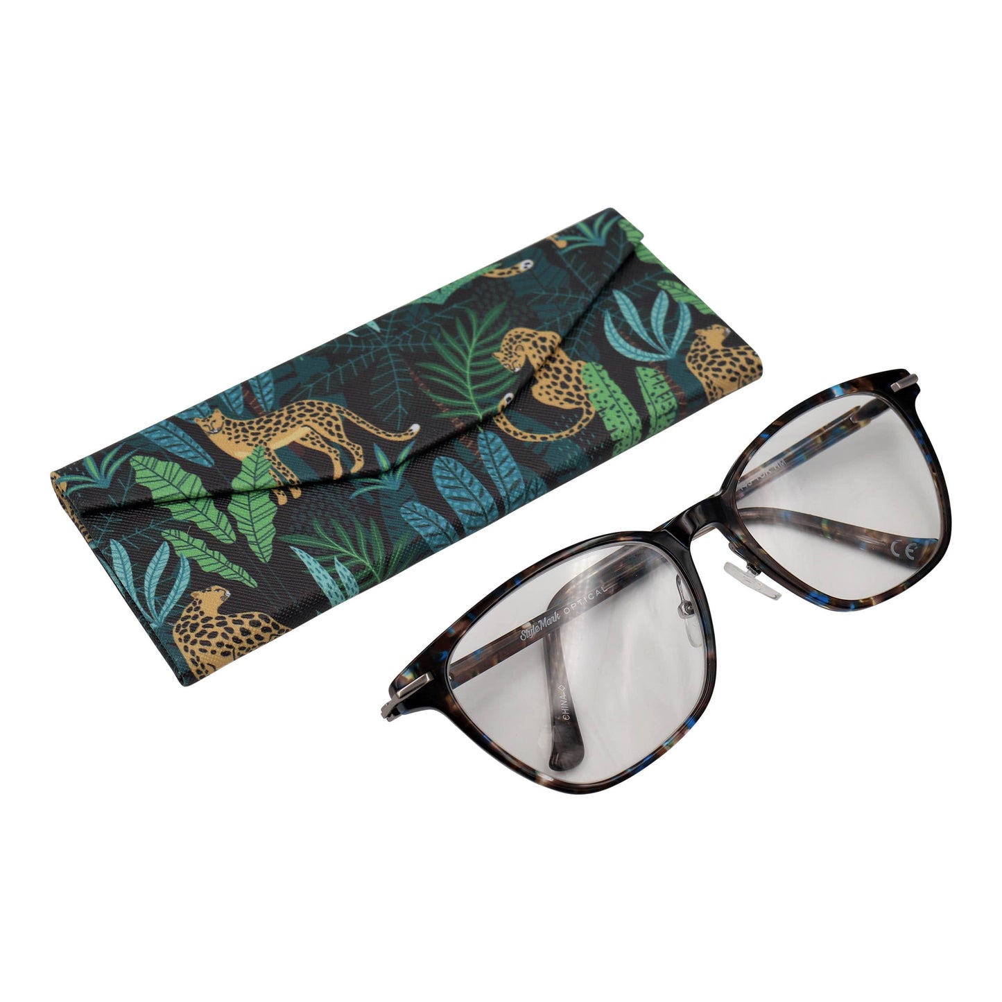 Cheetah Glasses Case Vegan Leather