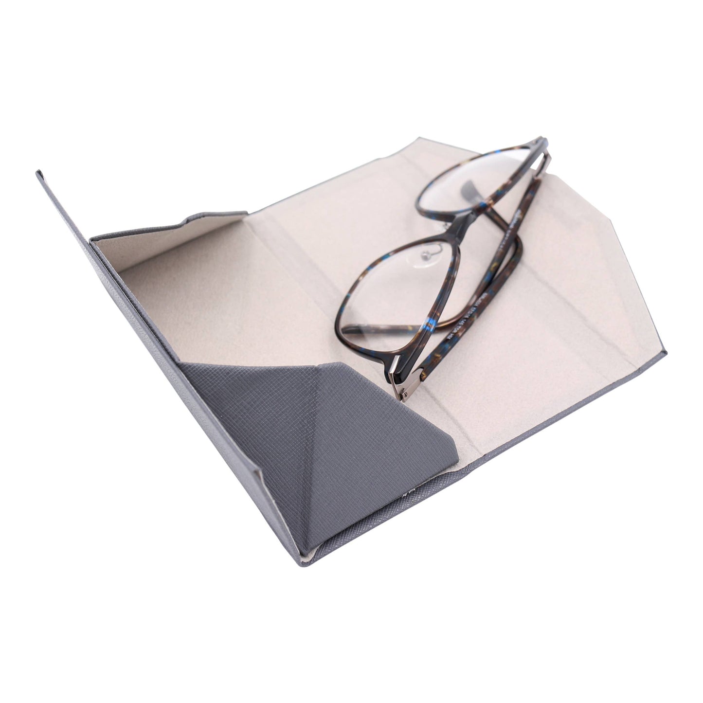 Hard Folding Eco Leather Solid Color Glasses Case - Grey