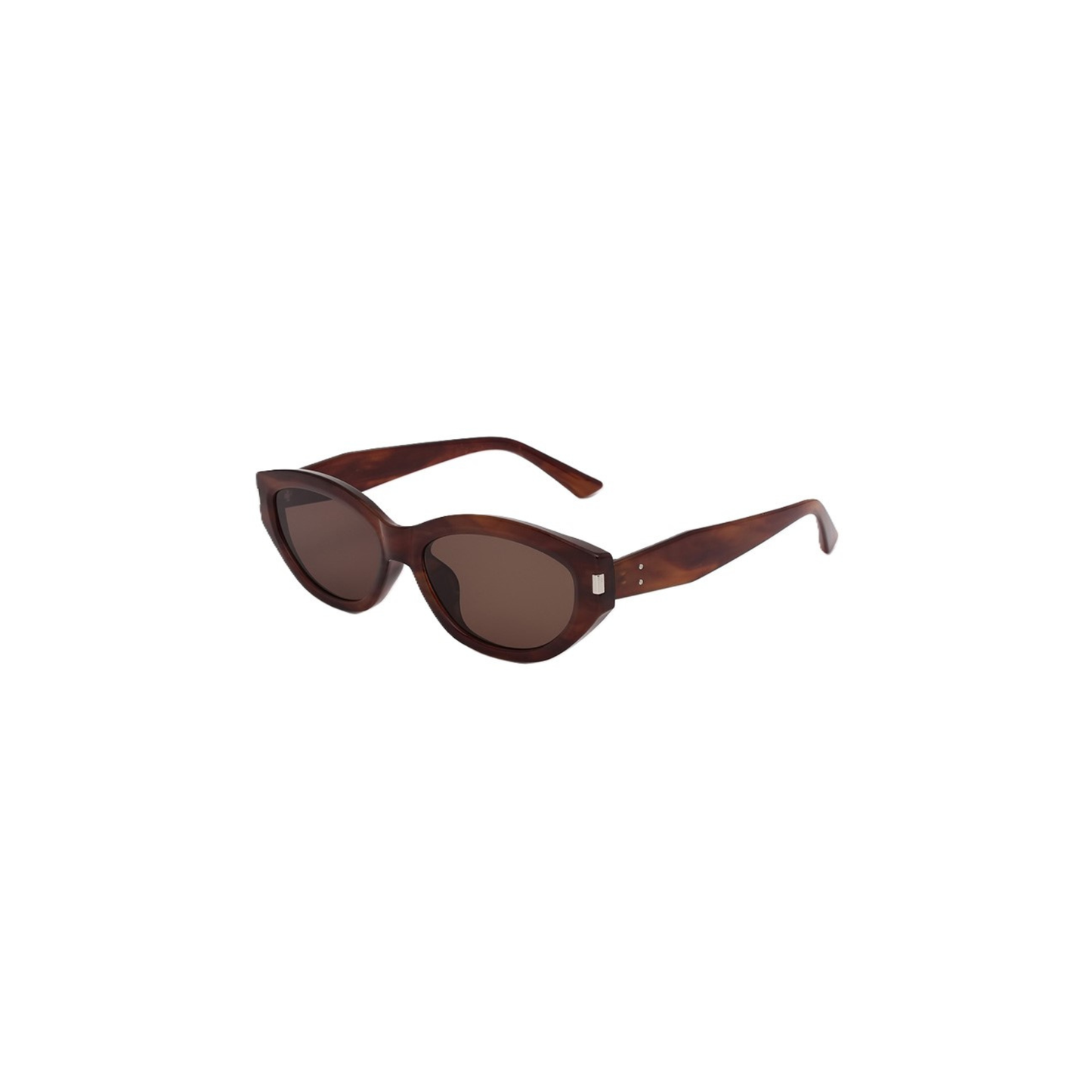Retro Oval Cat Eye Sunglasses Jet Black Minimal Frame